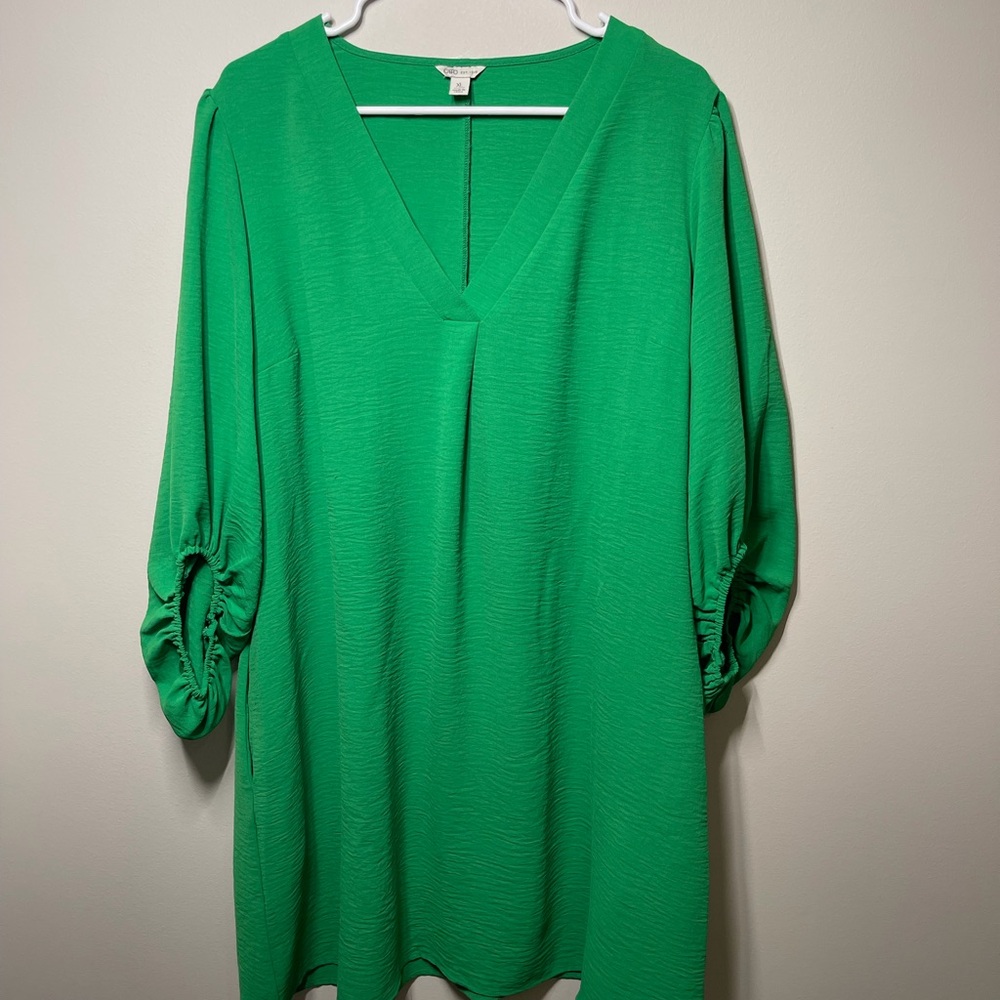 Cato Vibrant Green V-Neck Dress